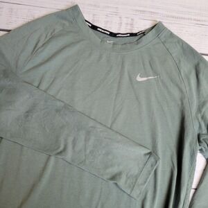 Nike Running Womens Large Long Sleeve Shirt‎ Perforated Mint Green Poly Cotton